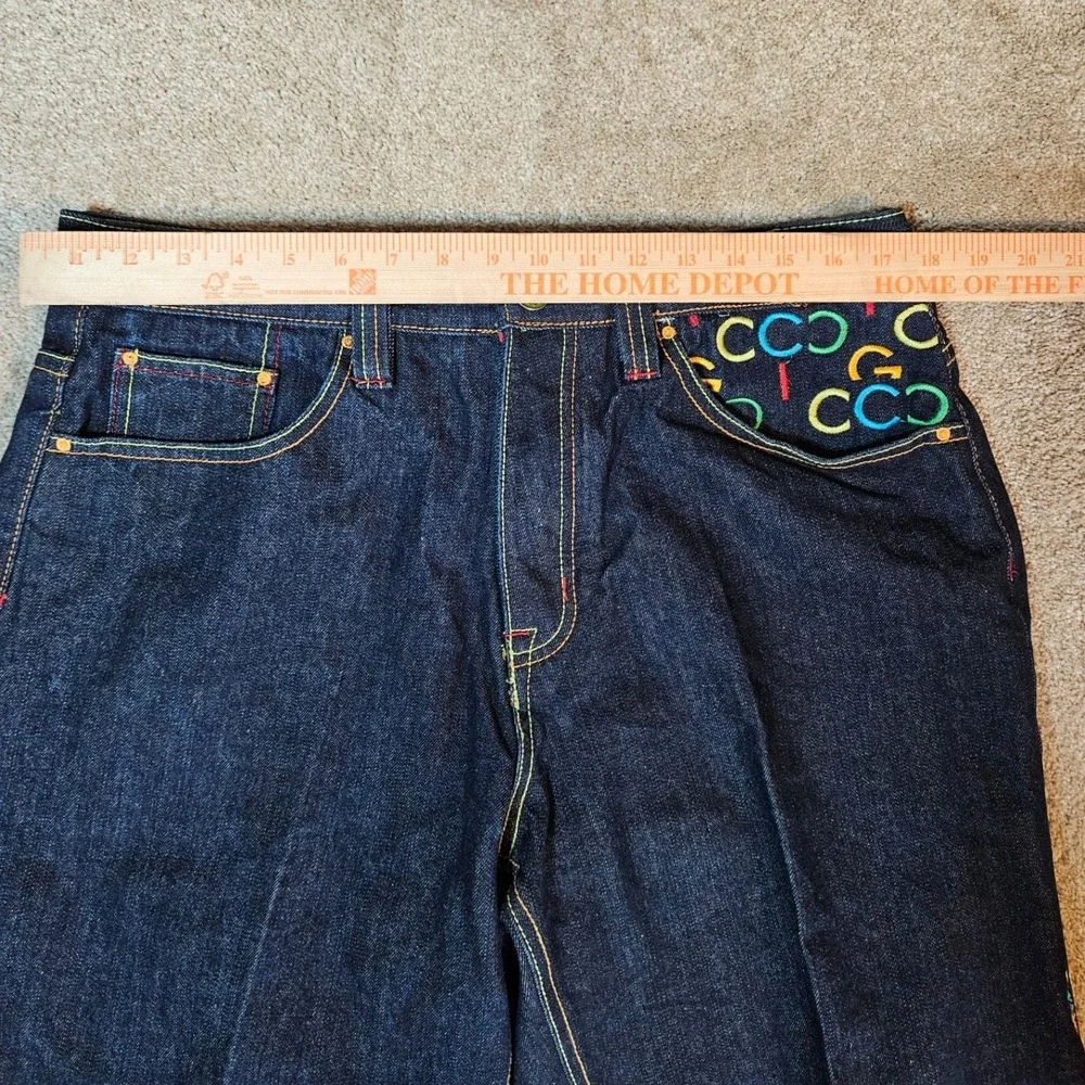 Coogi Denim Jorts Mens 36 Dark Wash Embroidered Baggy Skater Hip Hop Streetwear